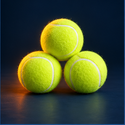 Three bright tennis balls