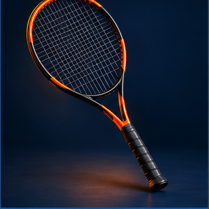Black and orange carbon tennis racket